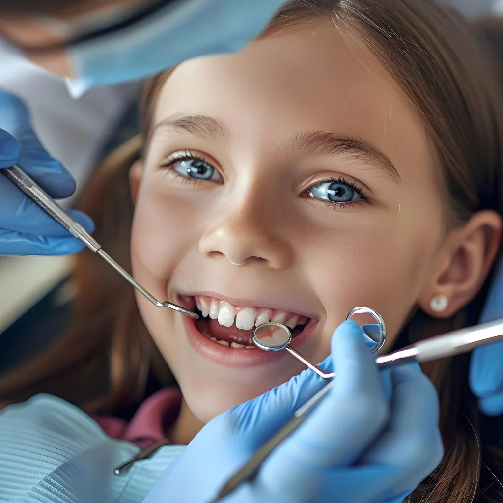 A young girl smiling at a kids dentist in Tung Chung — Bayside Dental Tung Chung, Hong Kong